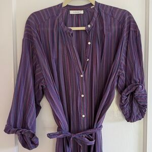 Doen Purple Striped Button-Up Dress